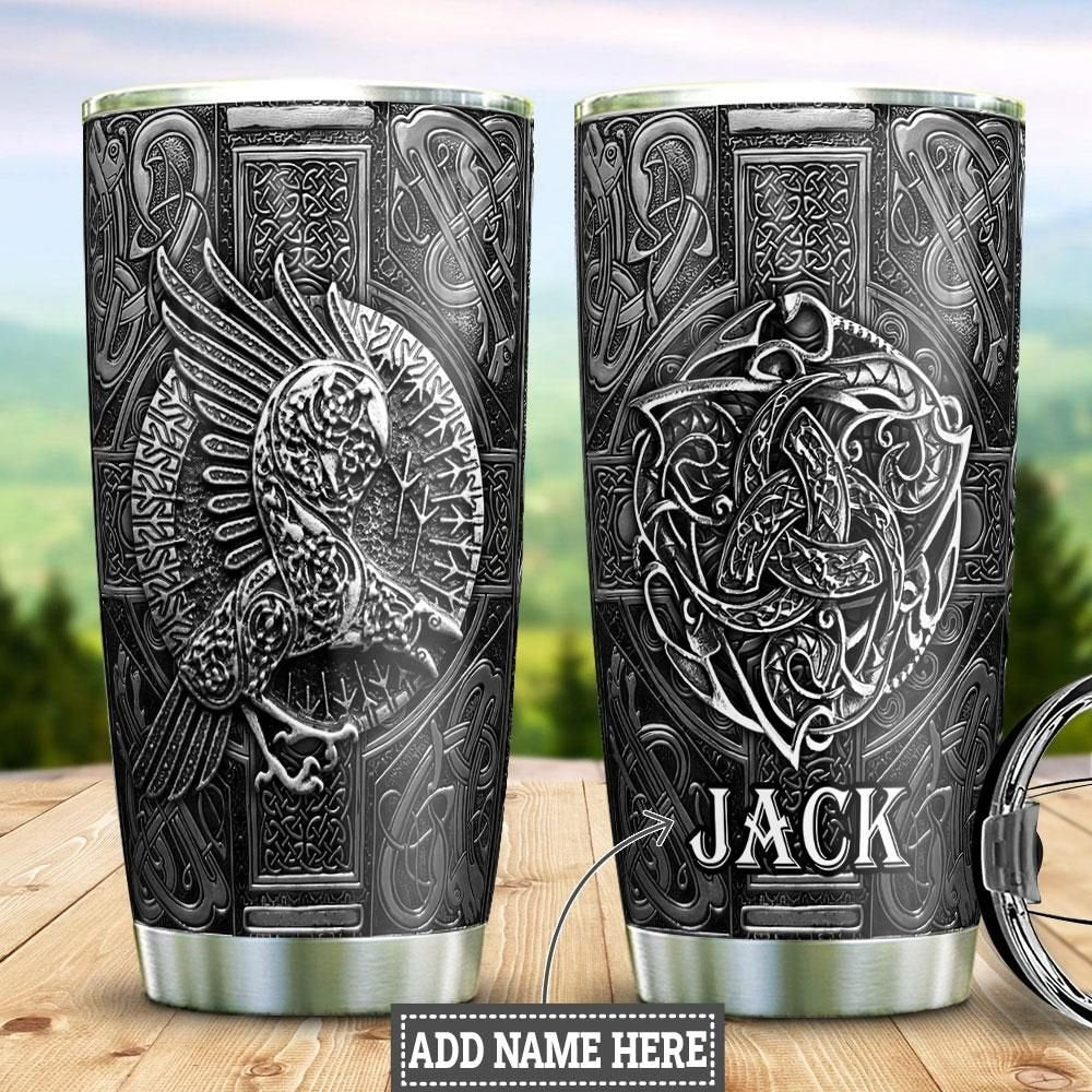 Viking Raven Metal Personalized Tumbler