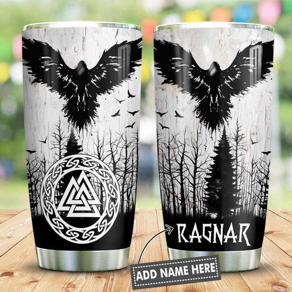 Viking Raven Vegvisir Tattoo Personalized Tumbler