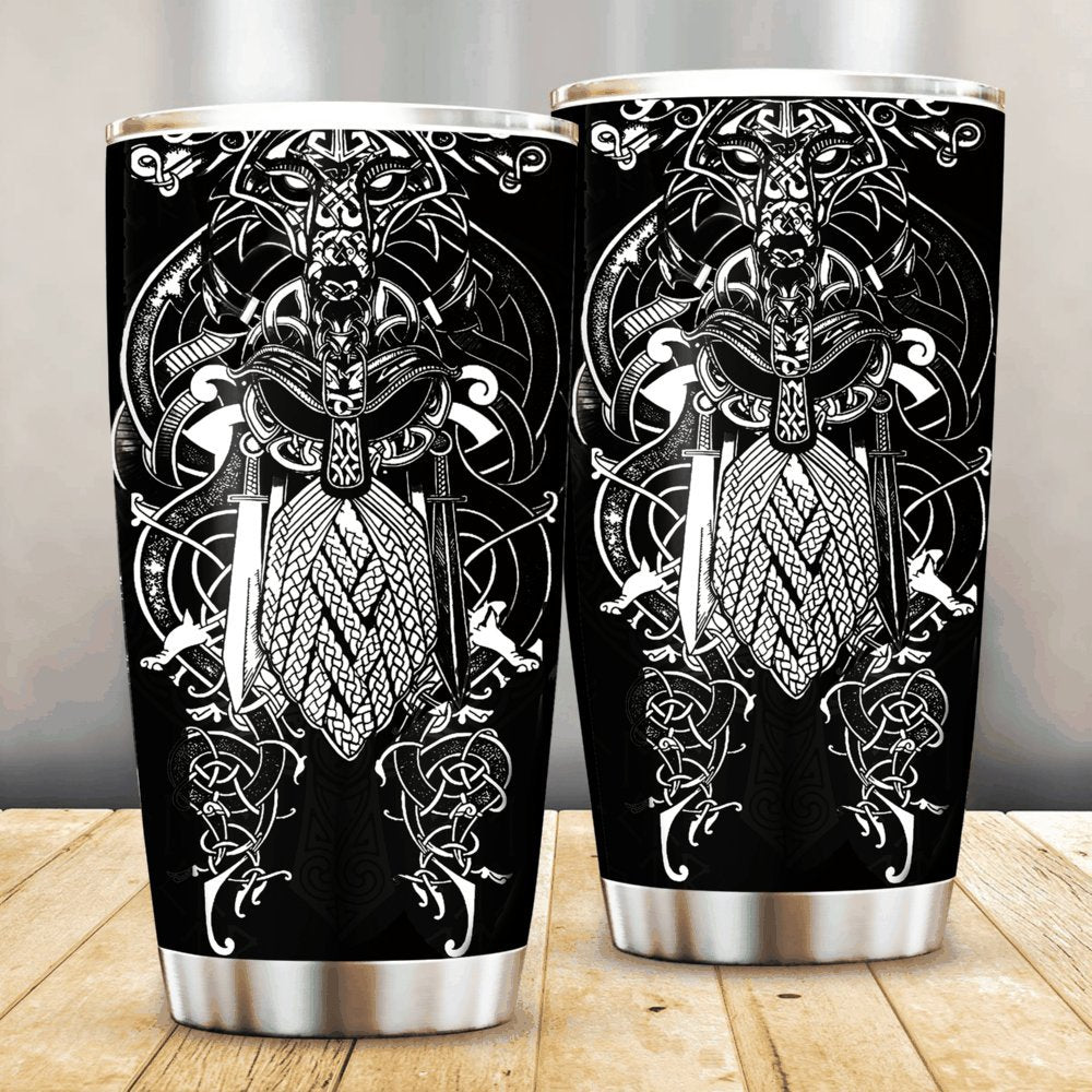 Vikings Odin Tatoo Style Personalized Tumbler