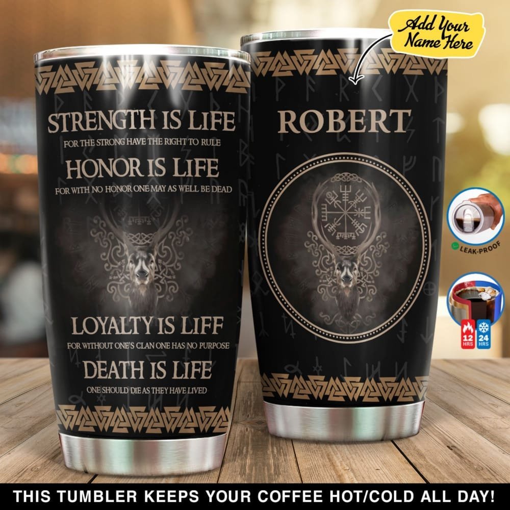 Vikings Strength Is Life Personalized Tumbler