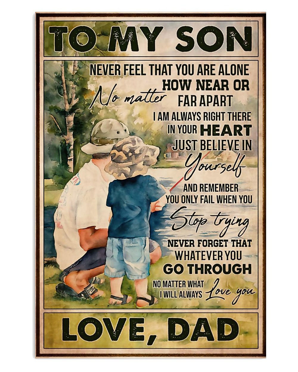 Vintage Fishing Dad To Son Poster Gift