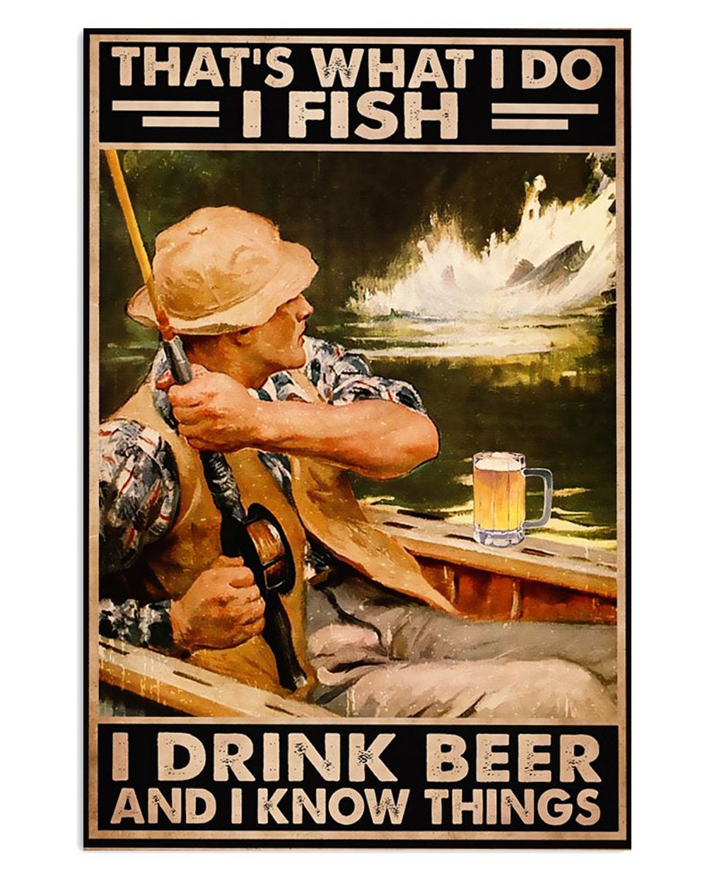 Vintage Fishing Posters with Beer