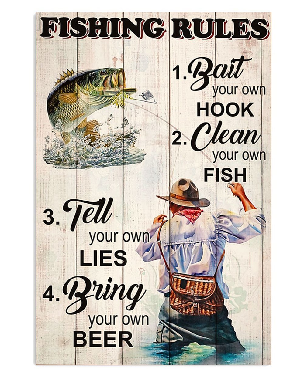 Vintage Fishing Rules Poster Prints