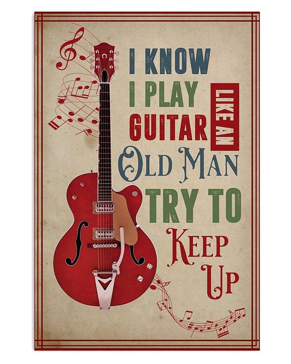 Vintage Guitar Poster Keep Up with Guitarist