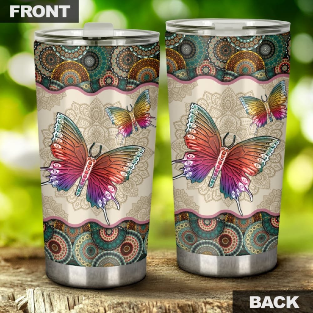 Vintage Mandala Butterfly Personalized Tumbler