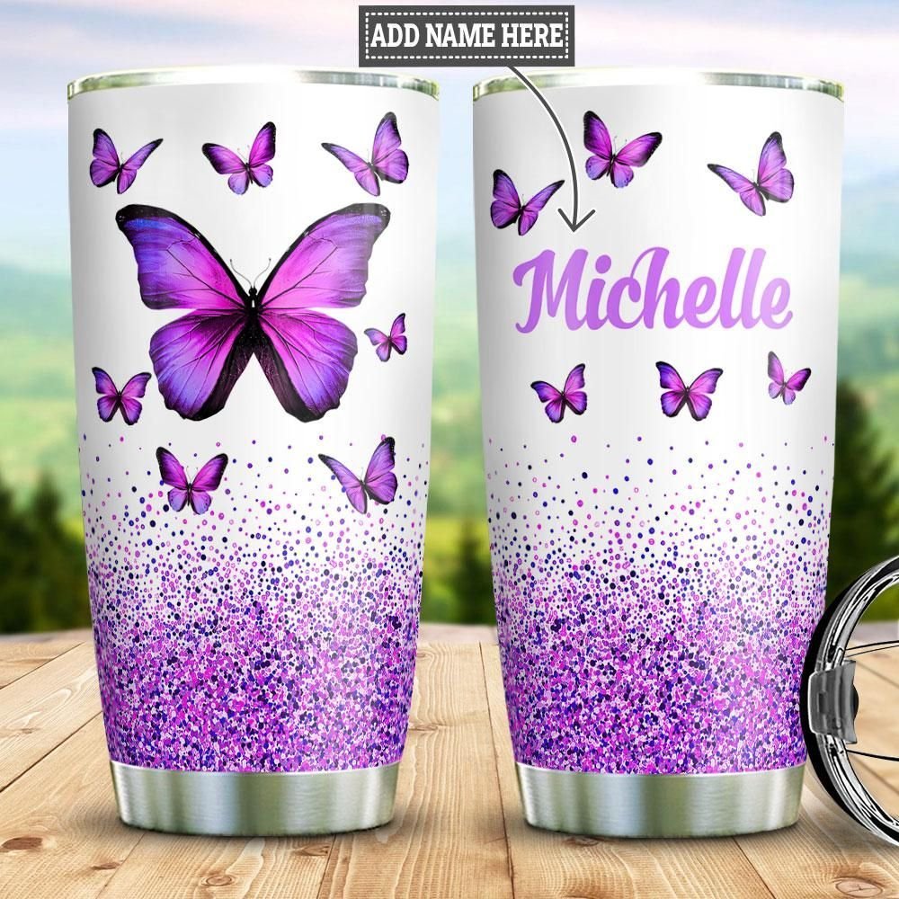 Violet Butterfly Personalized Tumbler