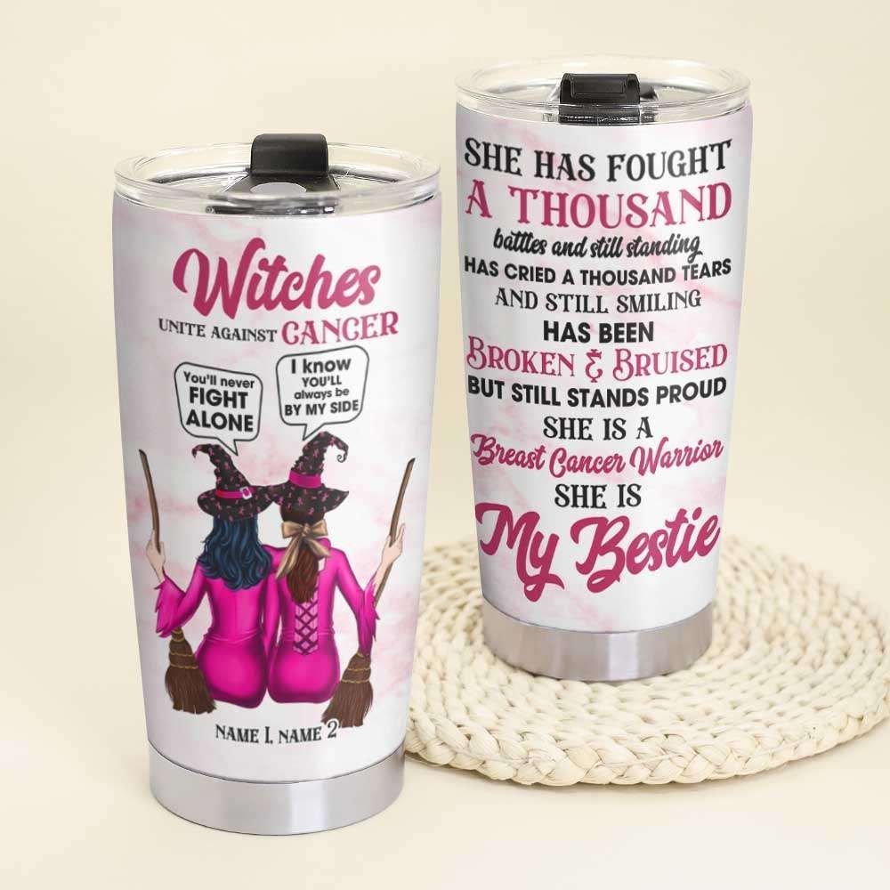 Warrior Breast Cancer Awareness Month Witches Personalized Tumbler