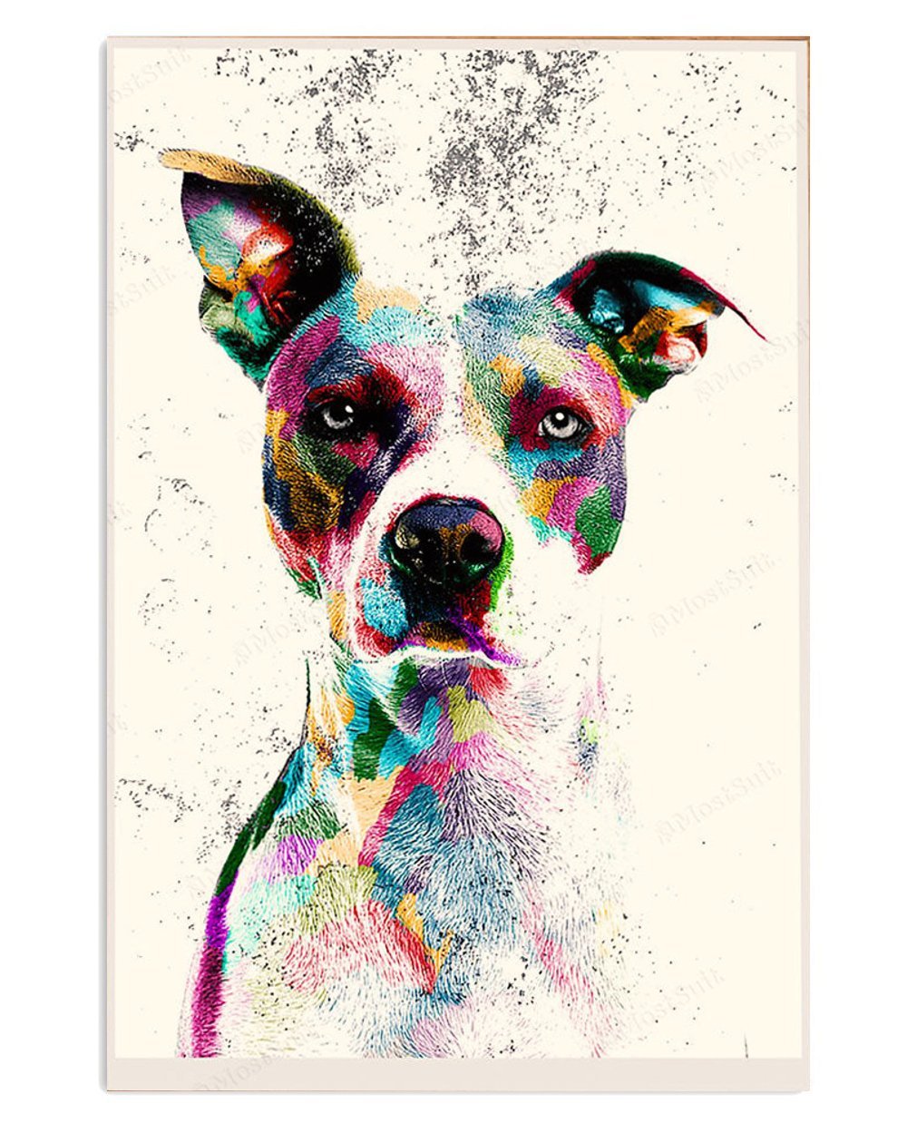 Water Color Pitbull Dog Pitbull Potrait Poster