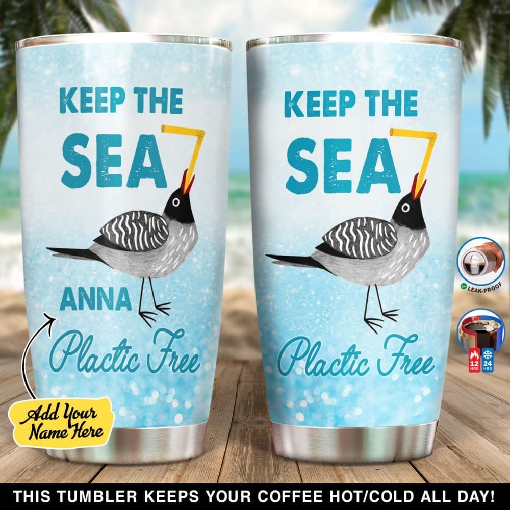 Water Pollution Keep The Sea Plastic Free Beach Personalized Tumbler