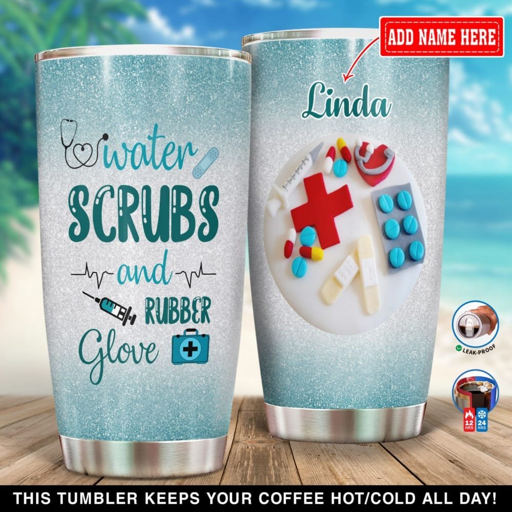 Water Scrubs And Rubber Glove Personalized Tumbler