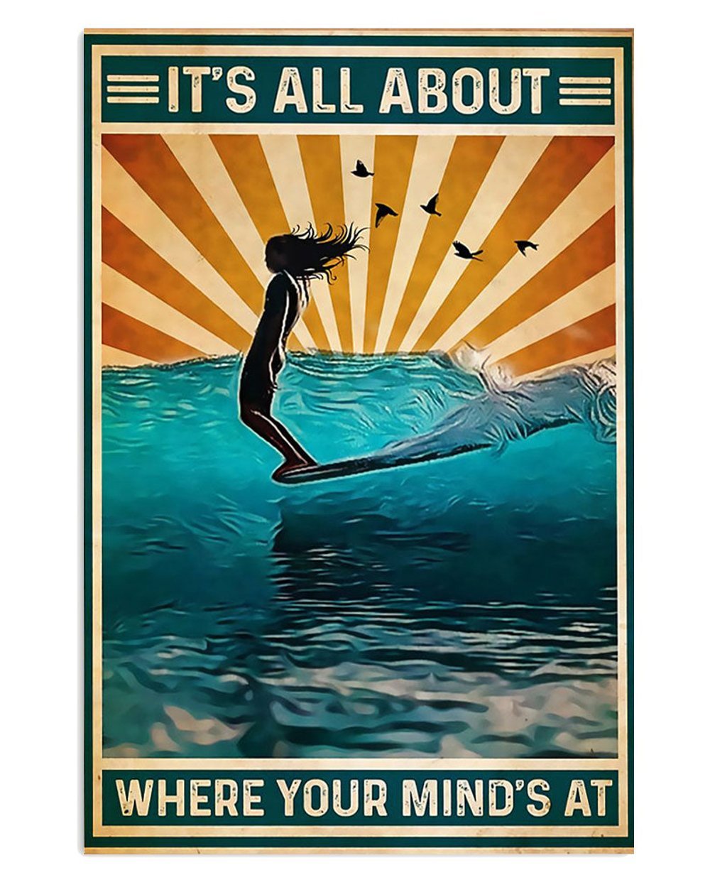 Water Surfing Beach Poster