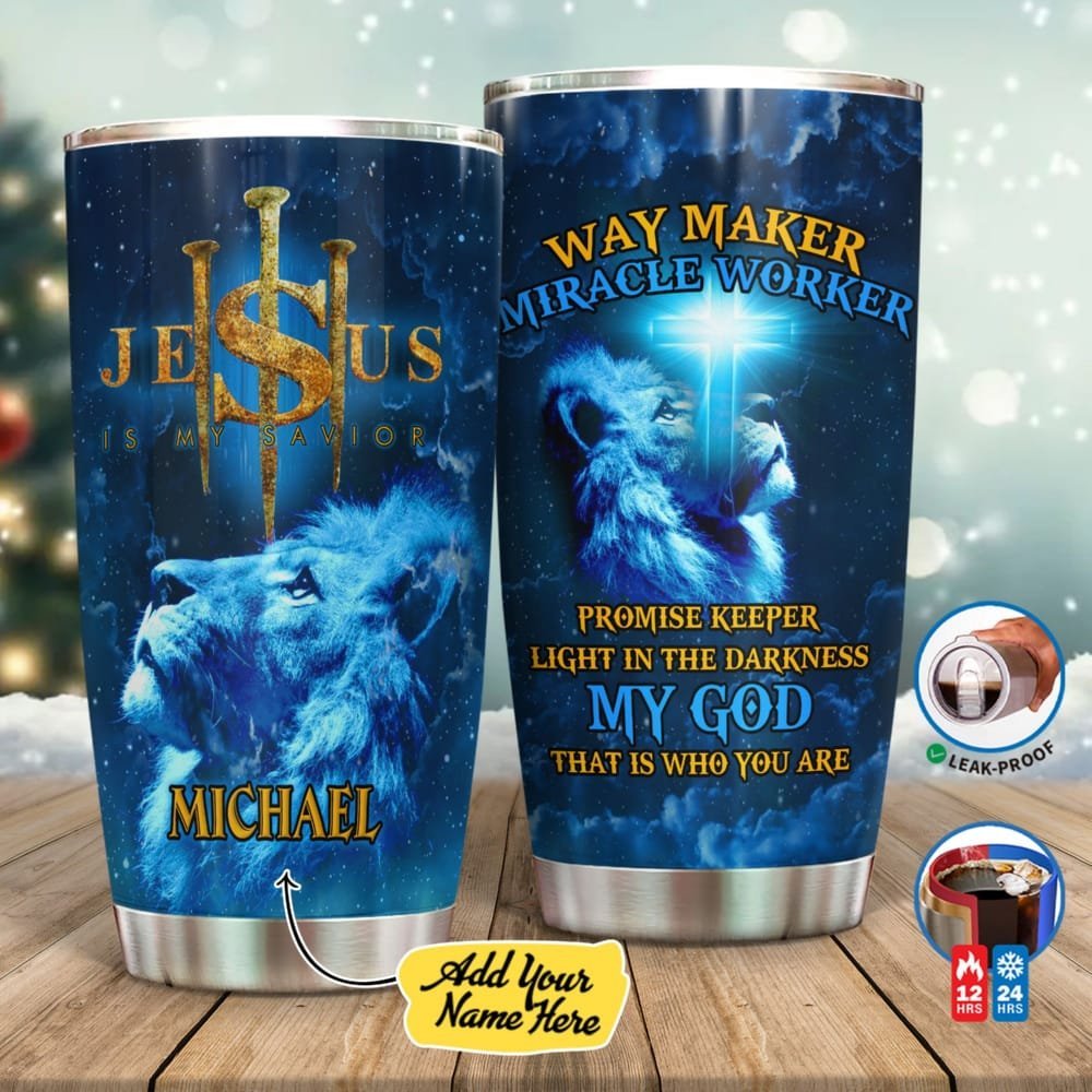 Way Maker Blue Lion Yj Personalized Tumbler_y