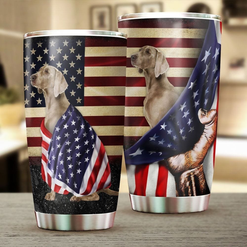 Weimaraner American Patriot Personalized Tumbler