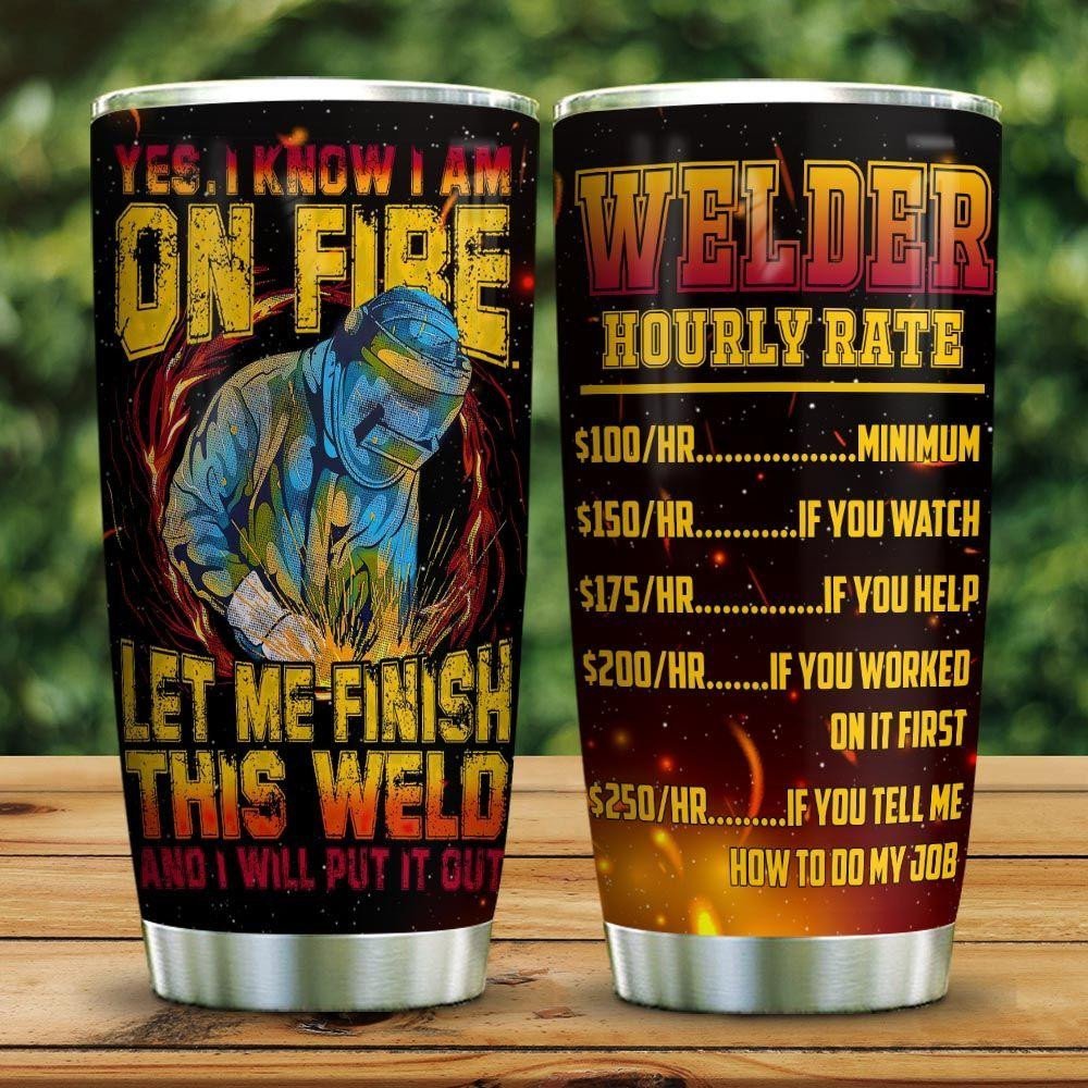 Welder On Fire Personalized Tumbler