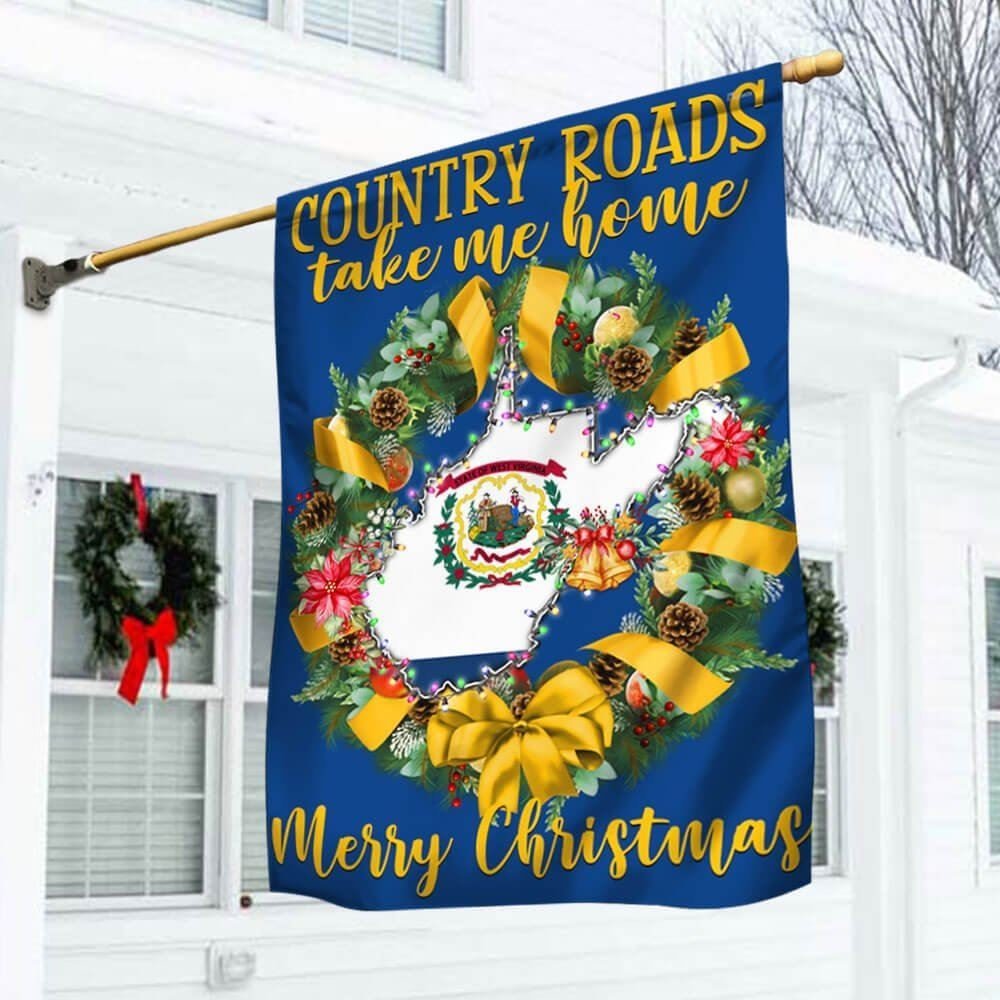 West Virginia Country Roads Christmas Garden Flag Decor