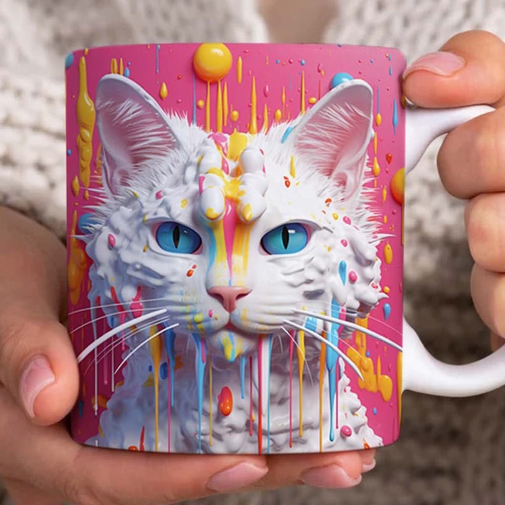 White Cat 3D Coffee Mug Gift