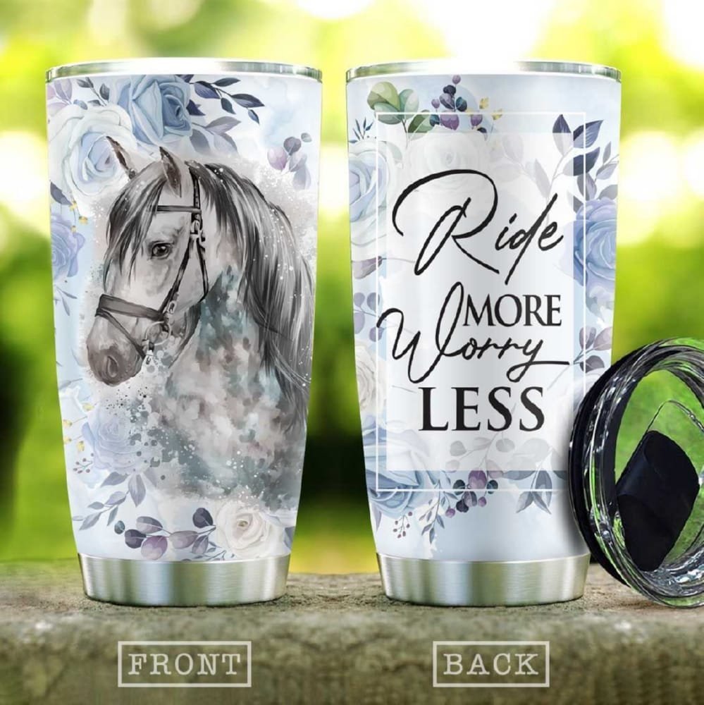 White Horse Flower Personalized Tumbler