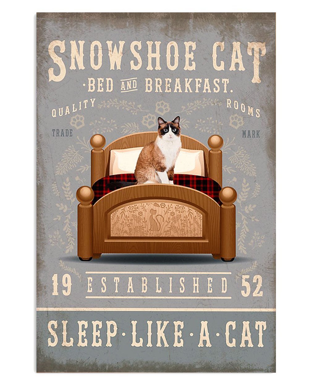 White Snowshoe Cat in Bed Poster