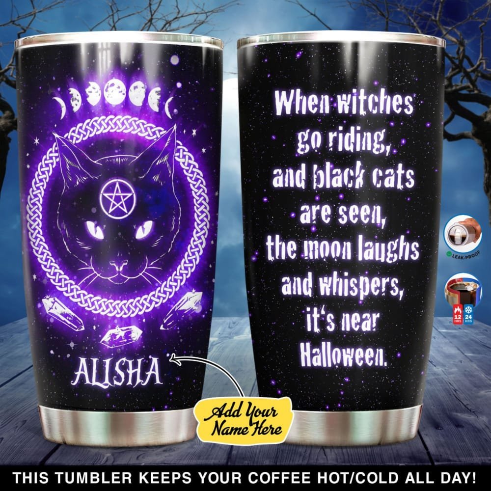 Wicca Cat Personalized Tumbler