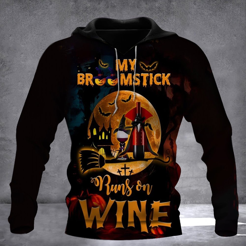 Wine Broomstick Hoodie For Dads