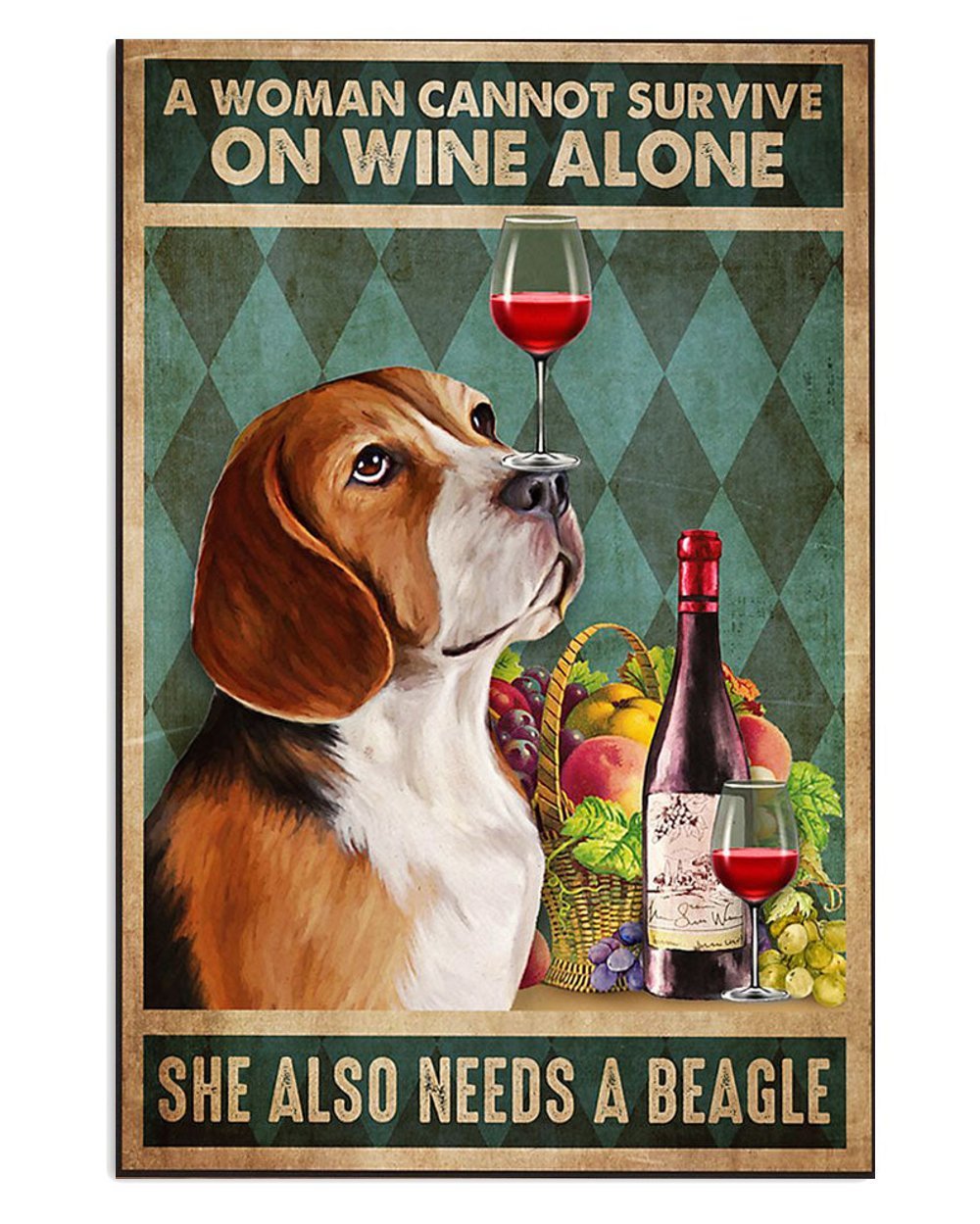 Wine-Loving Beagle Dog Poster