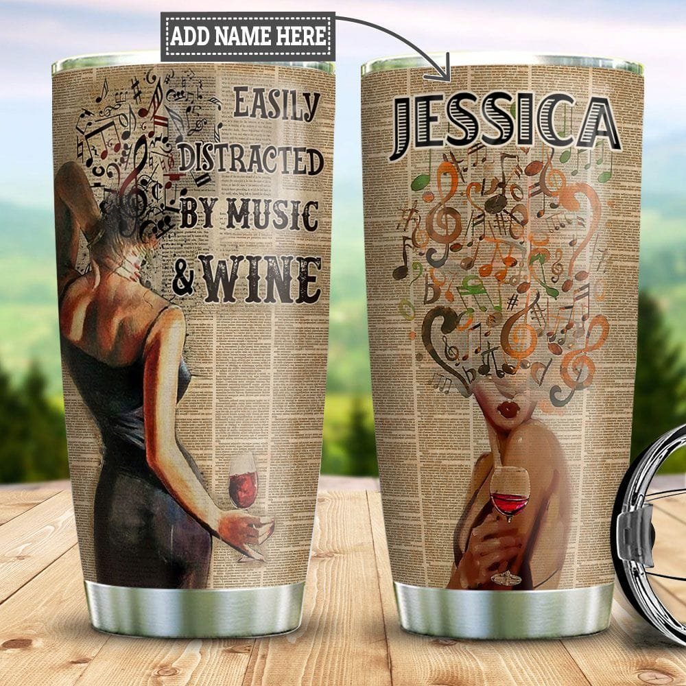 Wine Music Woman Personalized Tumbler