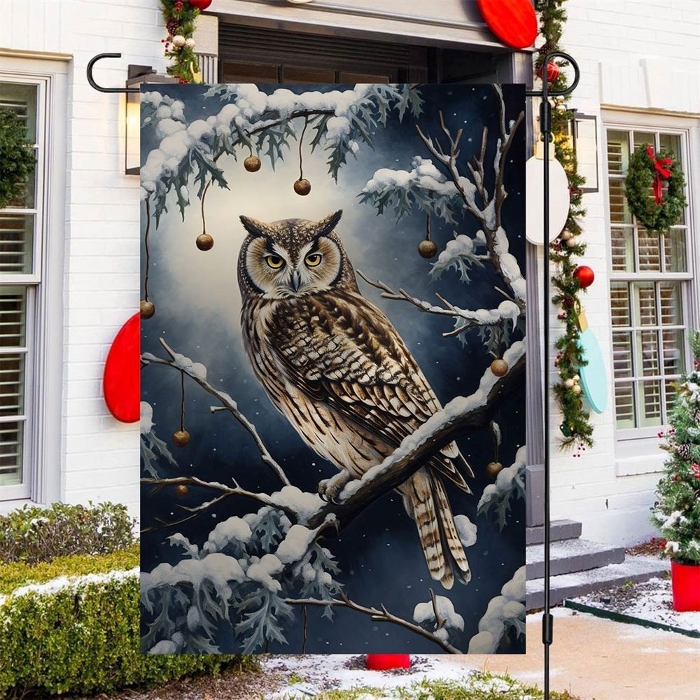 Winter Owl Christmas Garden Flag Decor