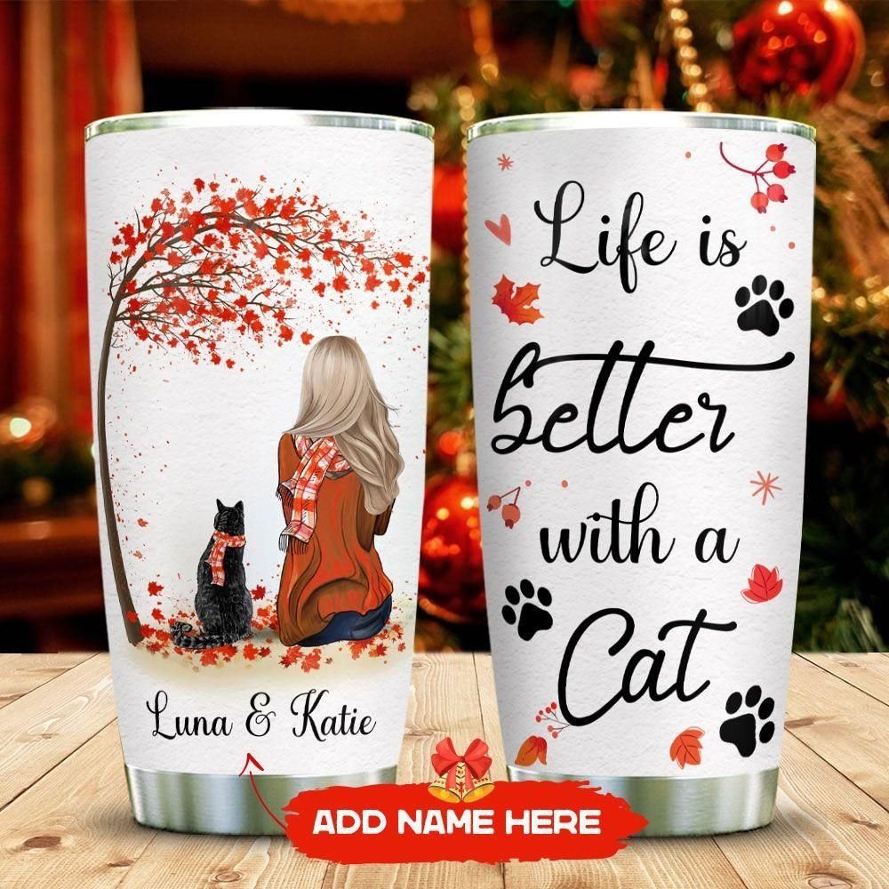 Winter With Your Cat Personalized Tumbler