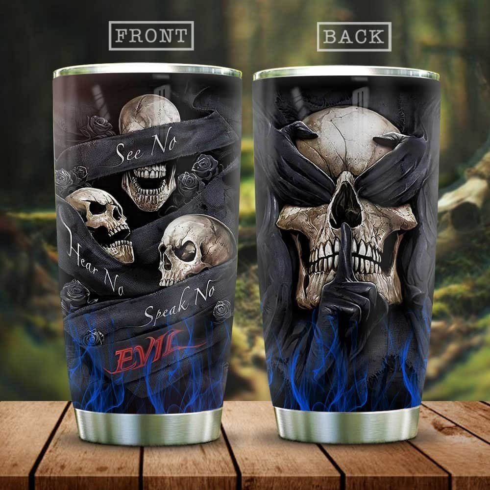 Wise Skull See No Hear No Speak No Personalized Tumbler