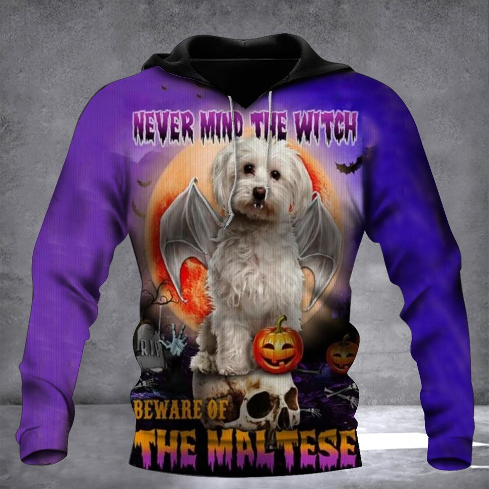 Witch Beware Maltese Hoodie Dog Lovers Gifts