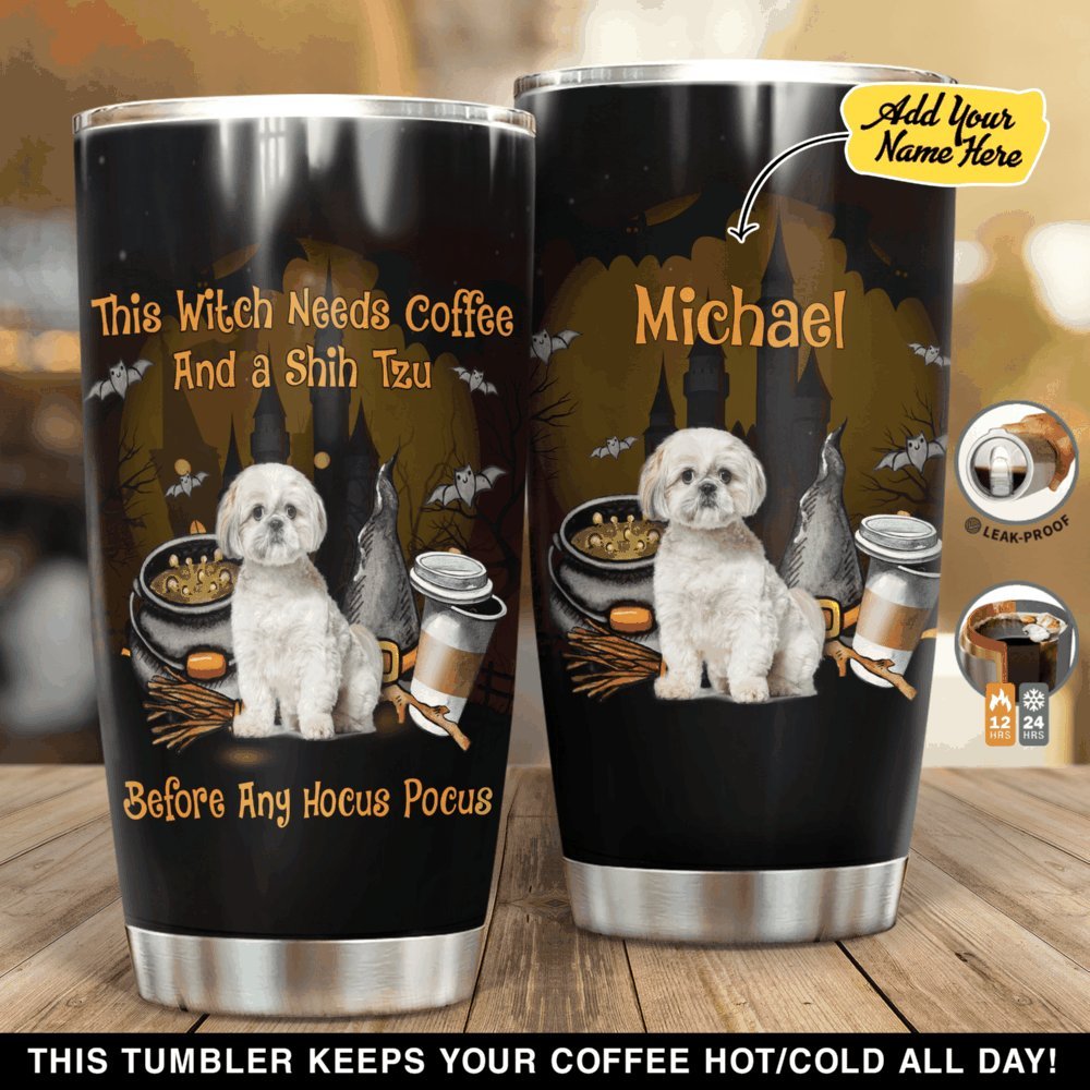 Witch Shih Tzu Coffee Personalized Tumbler