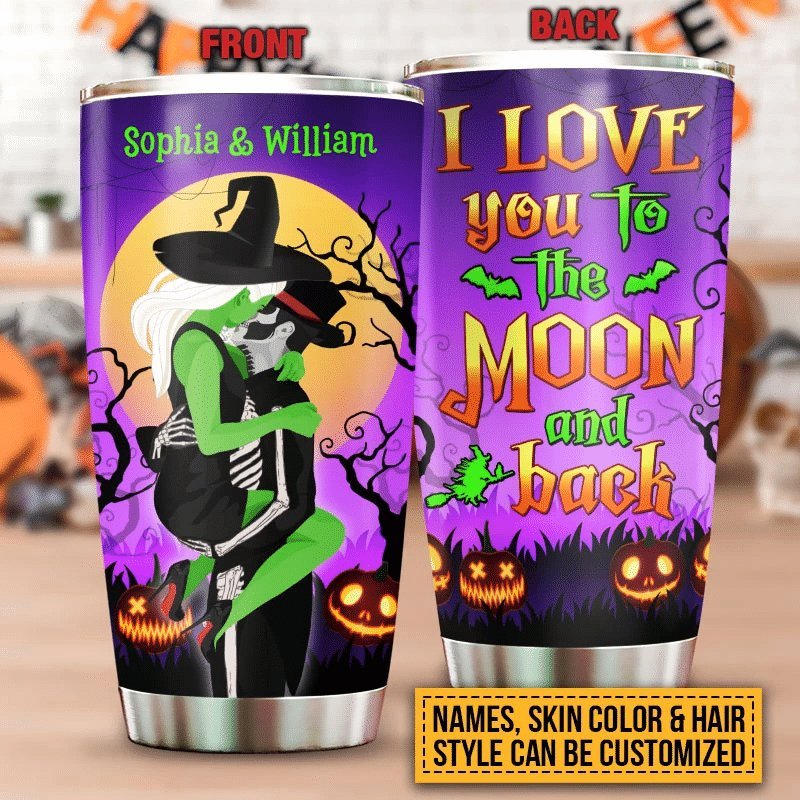 Witch Wizard Halloween Spell Love To The Moon Personalized Tumbler