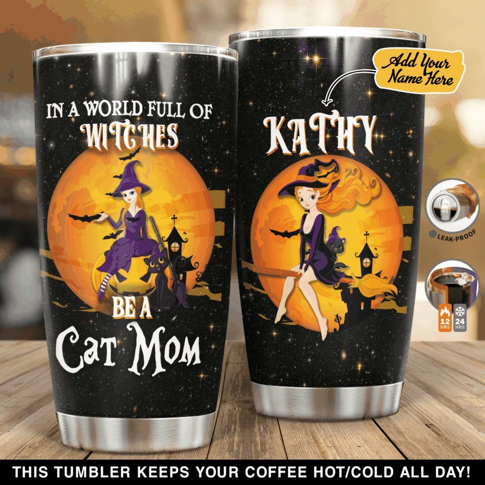 Witches Cat Mom Personalized Tumbler