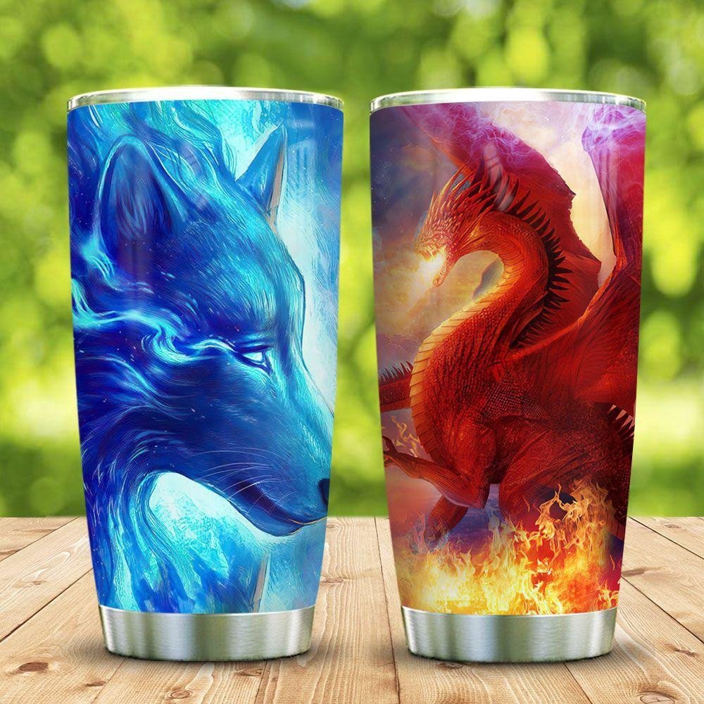 Wolf And Dragon Personalized Tumbler