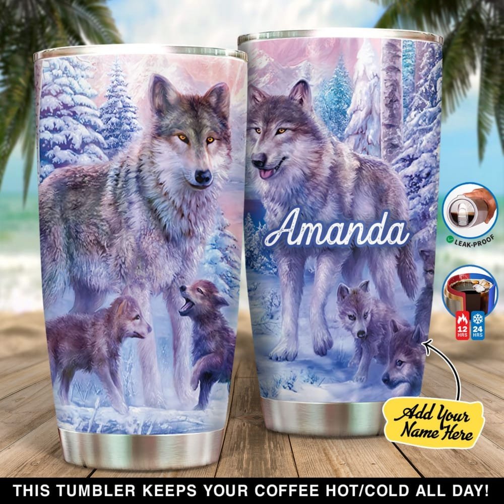 Wolf Family Happy Personalized Tumbler