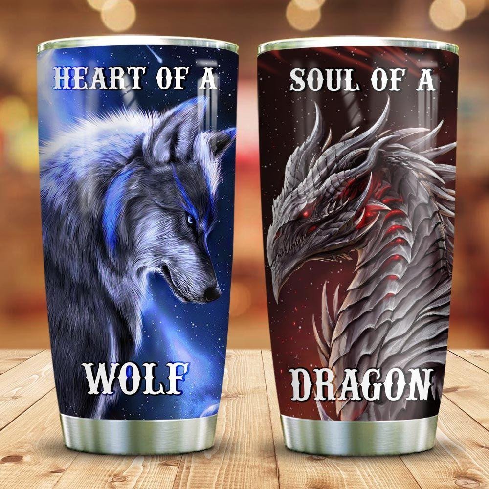 Wolf Heart Dragon Soul Personalized Tumbler