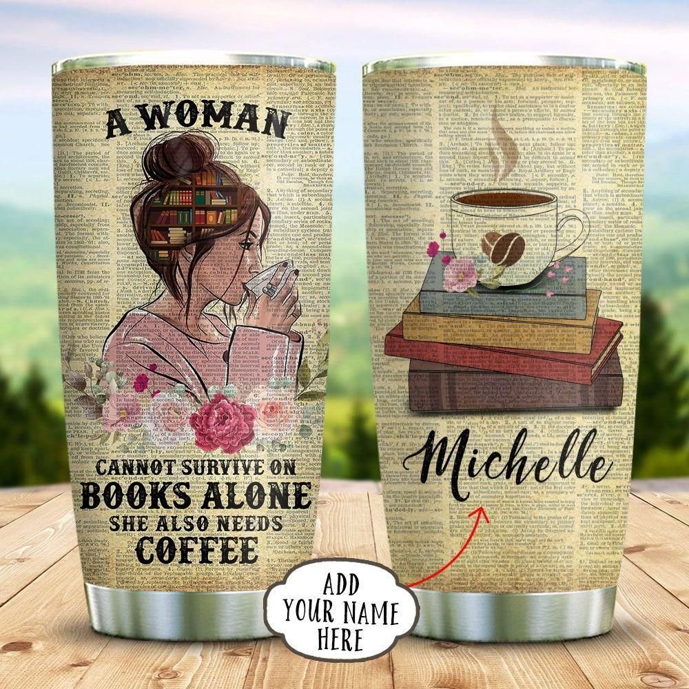 Woman Book Coffee Personalized Tumbler