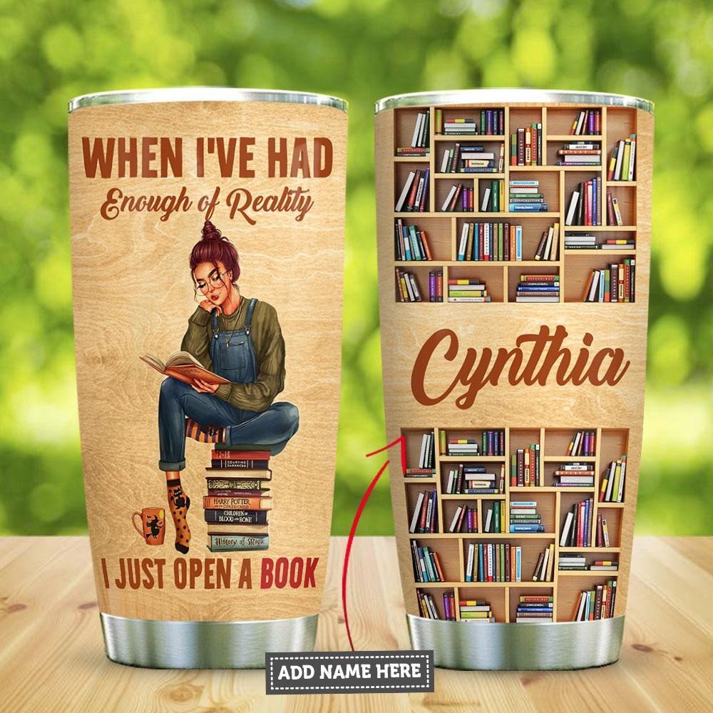 Wooden Girls Love Reading Personalized Tumbler