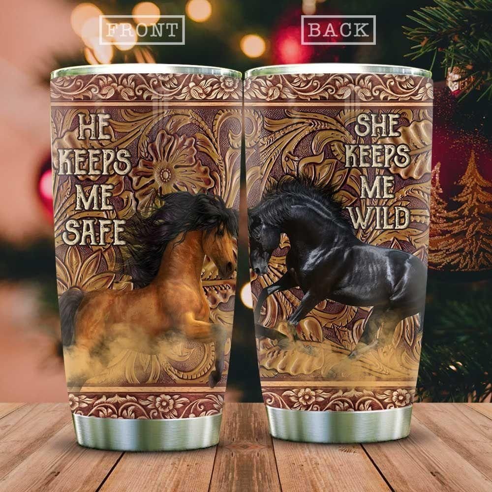 Wooden Horse Wild Couple Personalized Tumbler