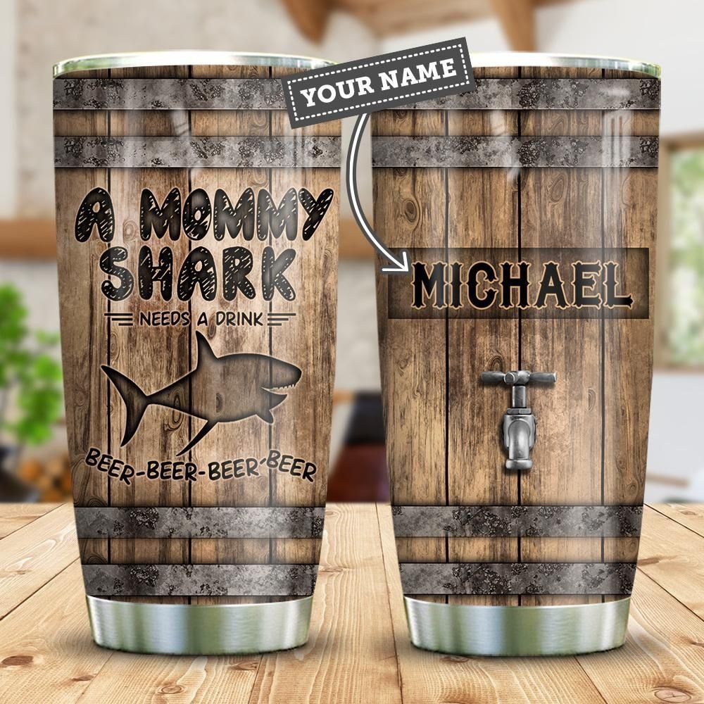 Wooden Shark Mommy Beer Personalized Tumbler