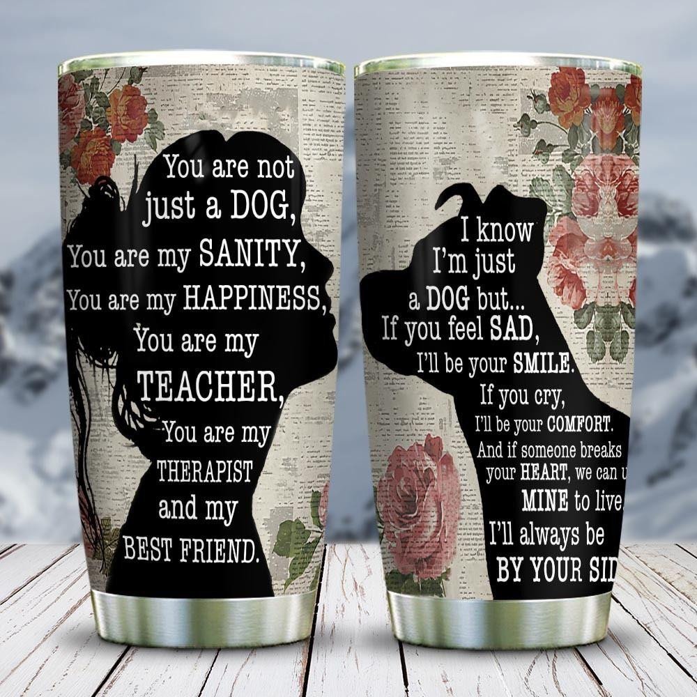 Wooden Style A Girl And Her Pitbull Personalized Tumbler