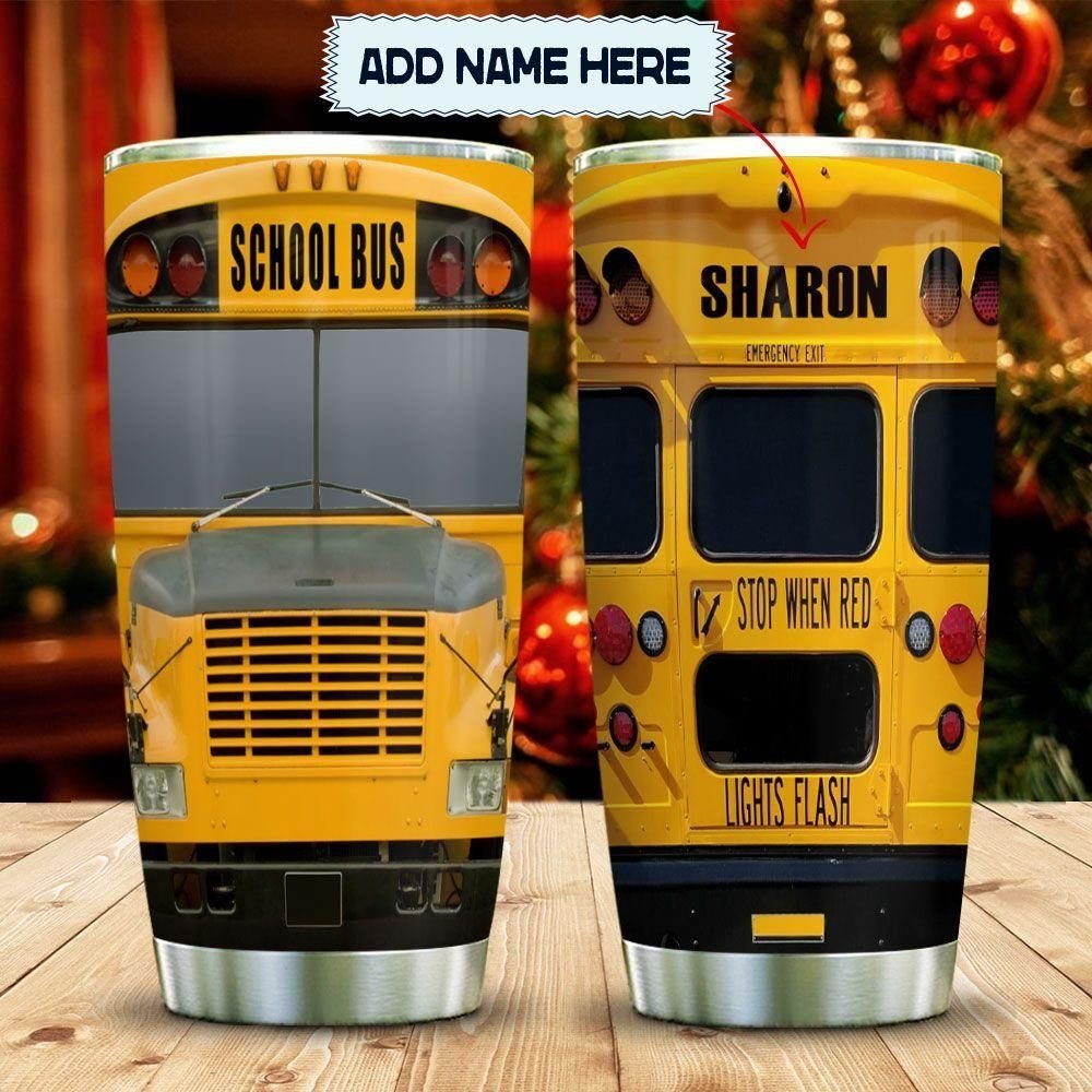 Yellow American School Bus Personalized Tumbler