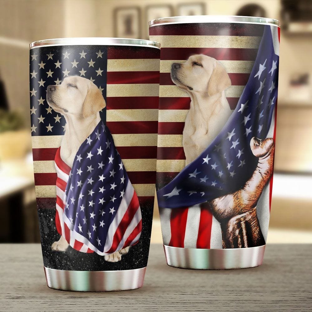 Yellow Labrador Retriever American Patriot Personalized Tumbler