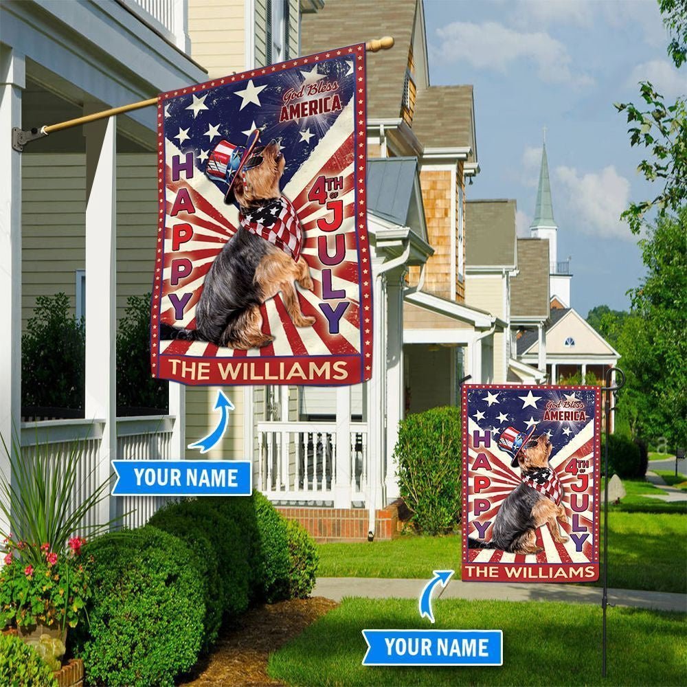 Yorkshire Terrier God Bless America, 4th Of July Flag, Garden Flags Dogs