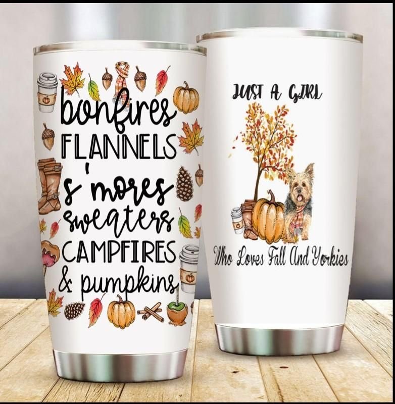 Yorkshire Terrier Just A Girl Who Love Fall And Yorkie Personalized Tumbler