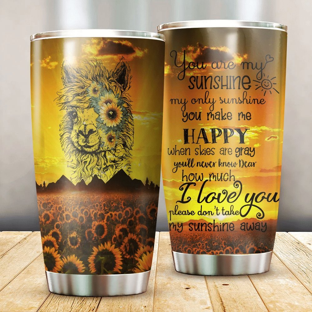 You Are My Sunshine Alpaca Sunflower Personalized Tumbler