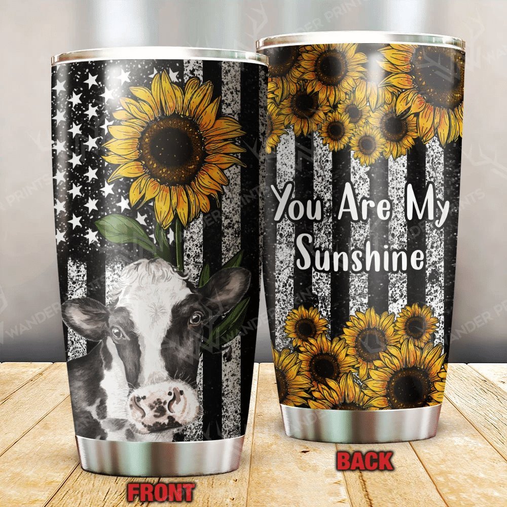 You Are My Sunshine Flag Cow Personalized Tumbler