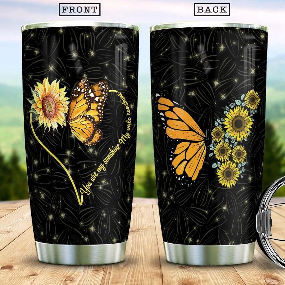 You Are My Sunshine Sunflower And Butterfly Red Roses Personalized Tumbler