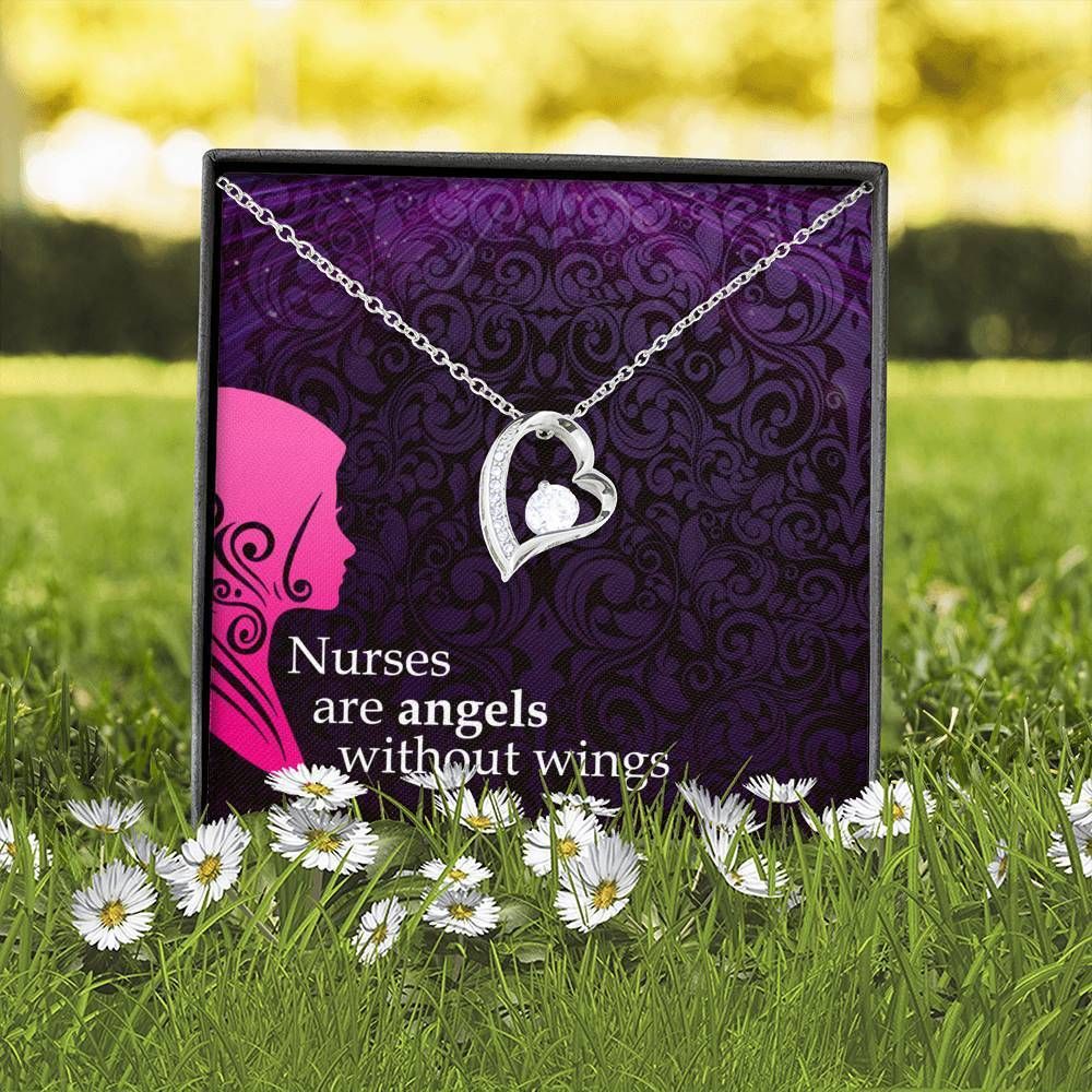 Nurses Are Angels Without Wings Forever Love Necklace Giving Women