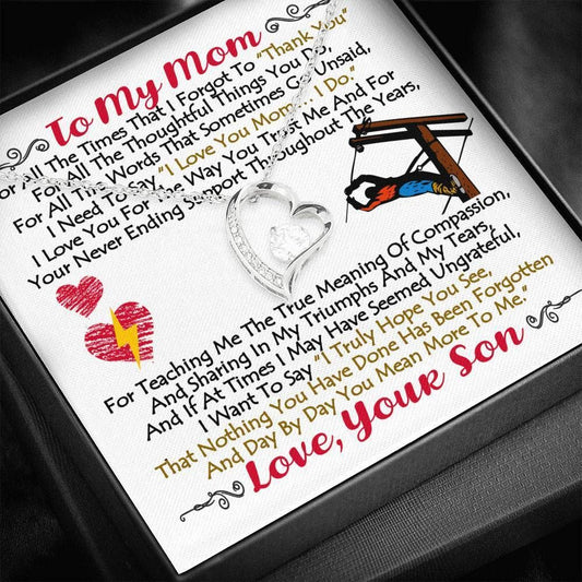 Son Giving Mom Forever Love Necklace You Mean More To Me